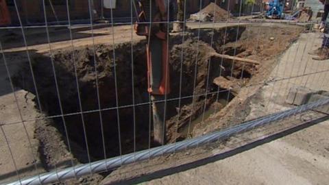 The sinkhole in Queen's Road, Newark