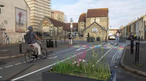 Artist impression of traffic trial in Bristol