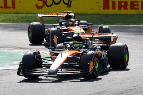 Lando Norris ahead of Oscar Piastri during the Italian Grand Prix