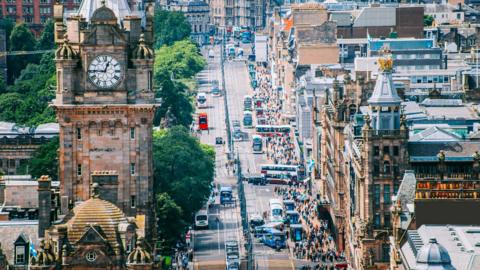 A general view of Princes Street looking from Calton Hill.