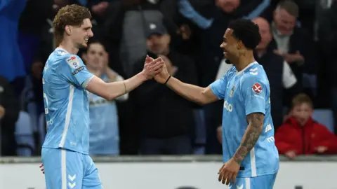 Jack Rudoni celebrates making it Coventry 3-2 Derby