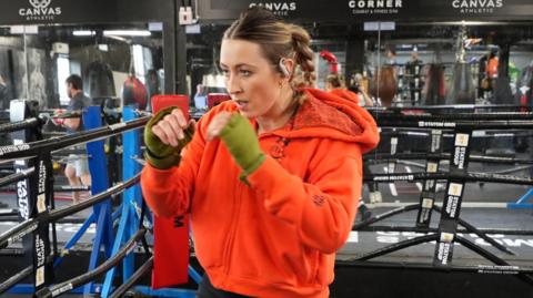 Jade Jones trains in a boxing ring