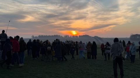 Crowds gathered at Stonehenge to watch the Spring Equinox sunrise