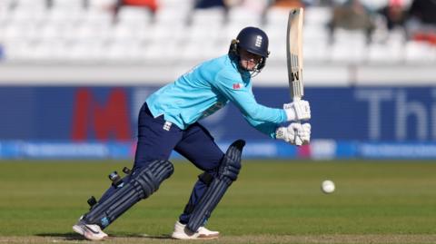 England batter Charlie Dean plays a shot