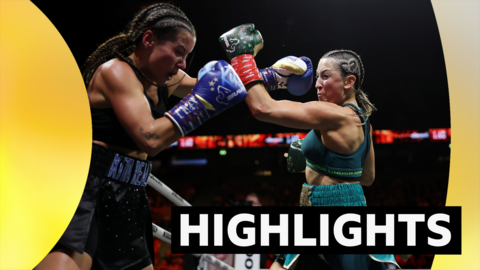 Jade Jones (right) throws a punch at Federikita (left)