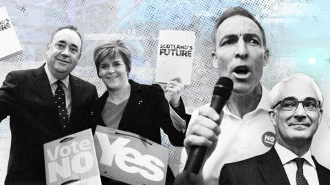 A composite stylised image of Alex Salmond, Nicola Sturgeon Jim Murphy and Alasdair Darling during the 2014 Scottish independence referendum campaign.