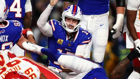 Josh Allen of the Buffalo Bills pictured against the Kansas City Chiefs