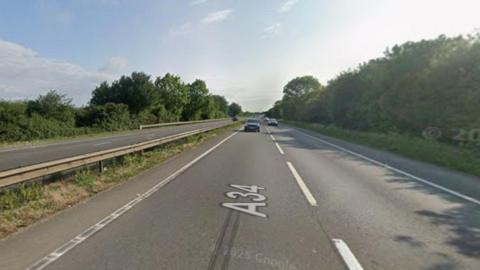 A Google Maps Street View looking up the A34 northbound.