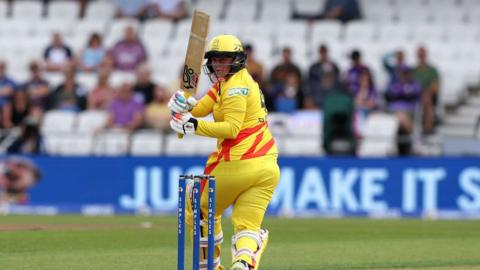 Bryony Smith of Trent Rockets bats during a women's Hundred match