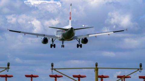 A plane taking off at Heathrow Airport