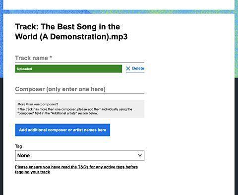 The Introducing Uploader track details page