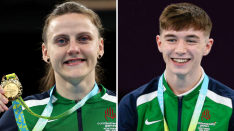 Michaela Walsh and Jude Gallagher after their gold medal wins at the 2022 Commonwealth Games