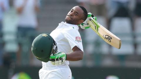 South Africa batter Temba Bavuma celebrates his maiden Test century against England at Newlands in 2016