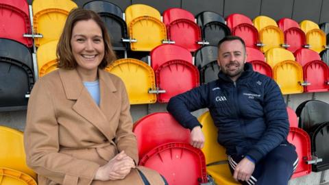 Presenter Grainne McElwain with inter-county referee David Gough 