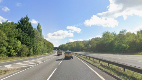 A street view image of the A38 in Derbyshire
