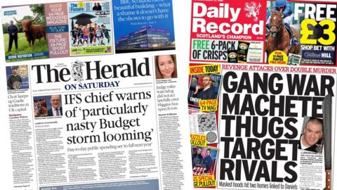 Composite of Herald and Record front pages