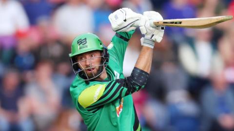 Southern Brave's James Vince drives on the up against Welsh Fire