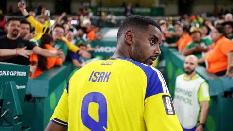 Alexander Isak of Sweden leaves the pitch