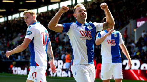 Andi Weimann celebrates a goal for Blackburn this season