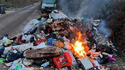 Bin lorry fire in Cambridgeshire