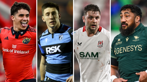 Munster's Ben O’Donovan, Cardiff's Josh Adams, Ulster's Iain Henderson and Connacht's Bundee Aki