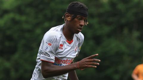 Michael Dacosta Gonzalez playing in a pre-season friendly for Crawley in July 2024 