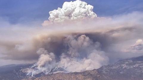 Clouds of smoke are seen from California wildfire.