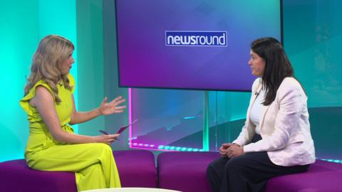 Jenny in studio with Culture Secretary Lisa Nandy