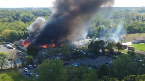 A fire breaks out at a Mormon church in Michigan