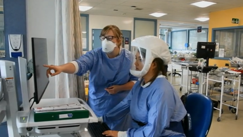 Staff at Glan Gwili Hospital, Carmarthen, during Covid restrictions