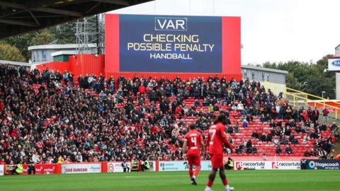 A VAR check at Pittodrie