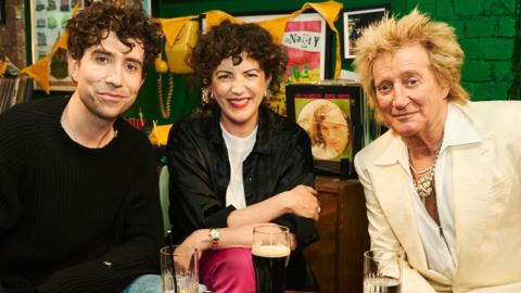 Nick Grimshaw, Annie Macmanus and Sir Rod Stewart