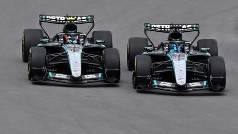Kimi Antonelli and George Russell battle on track in the Canadian Sprint race 