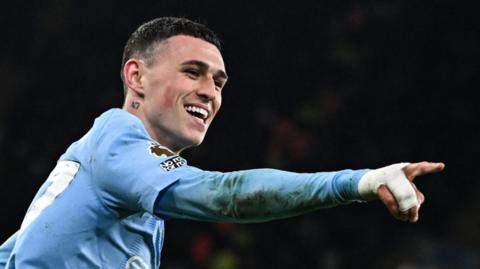 Manchester City's Phil Foden celebrates a goal