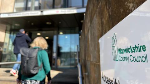 A picture of the steps leading to Warwickshire County Council's Shire Hall headquarters