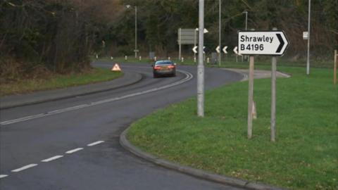 General views of the junction of the A451 Dunley Road and the B4196.