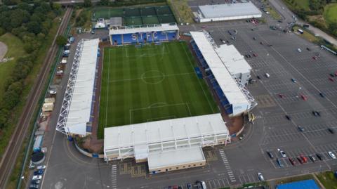 An overhead view of Shrewsbury Town's Croud Meadow home