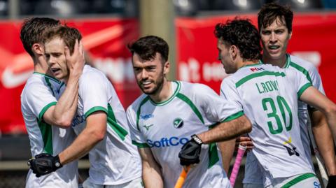 Ireland celebrate beating Belgium