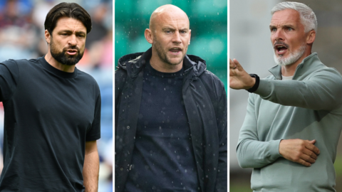 Rangers' Russell Martin, Hibernian's David Gray and Dundee United's Jim Goodwin