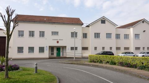 View of the front of Les Nicolles prison in Guernsey