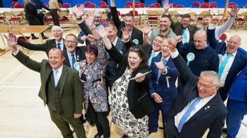 Reform UK councillors were jubilant after winning all 12 seats up for grabs in Hartlepool