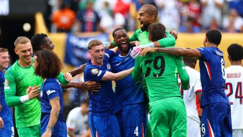 Chelsea players celebrate after Club World Cup win