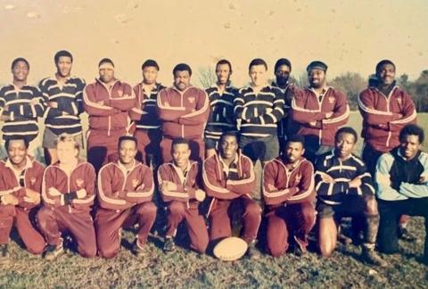 A sepia toned team photograph Reading West Indians RUFC