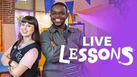 Presenters Abby Cook and De'Graft Mensah. Overlay graphic reads, "LIVE LESSSONS."