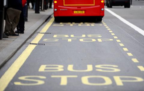 A bus at a bus stop