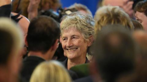 A smiling Catherine Connolly as she wins Irish presidential election