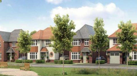 An artist's impression of new homes planned for a garden village near York.