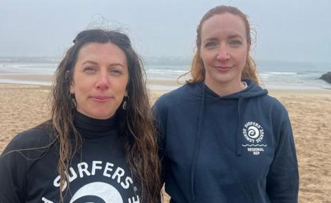 Two women on beach