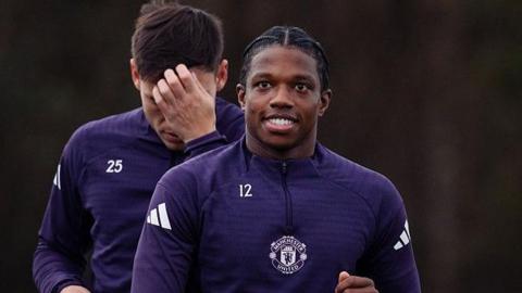 Tyrell Malacia training for Manchester United