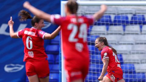 Ipswich celebrate a goal against Birmingham Women